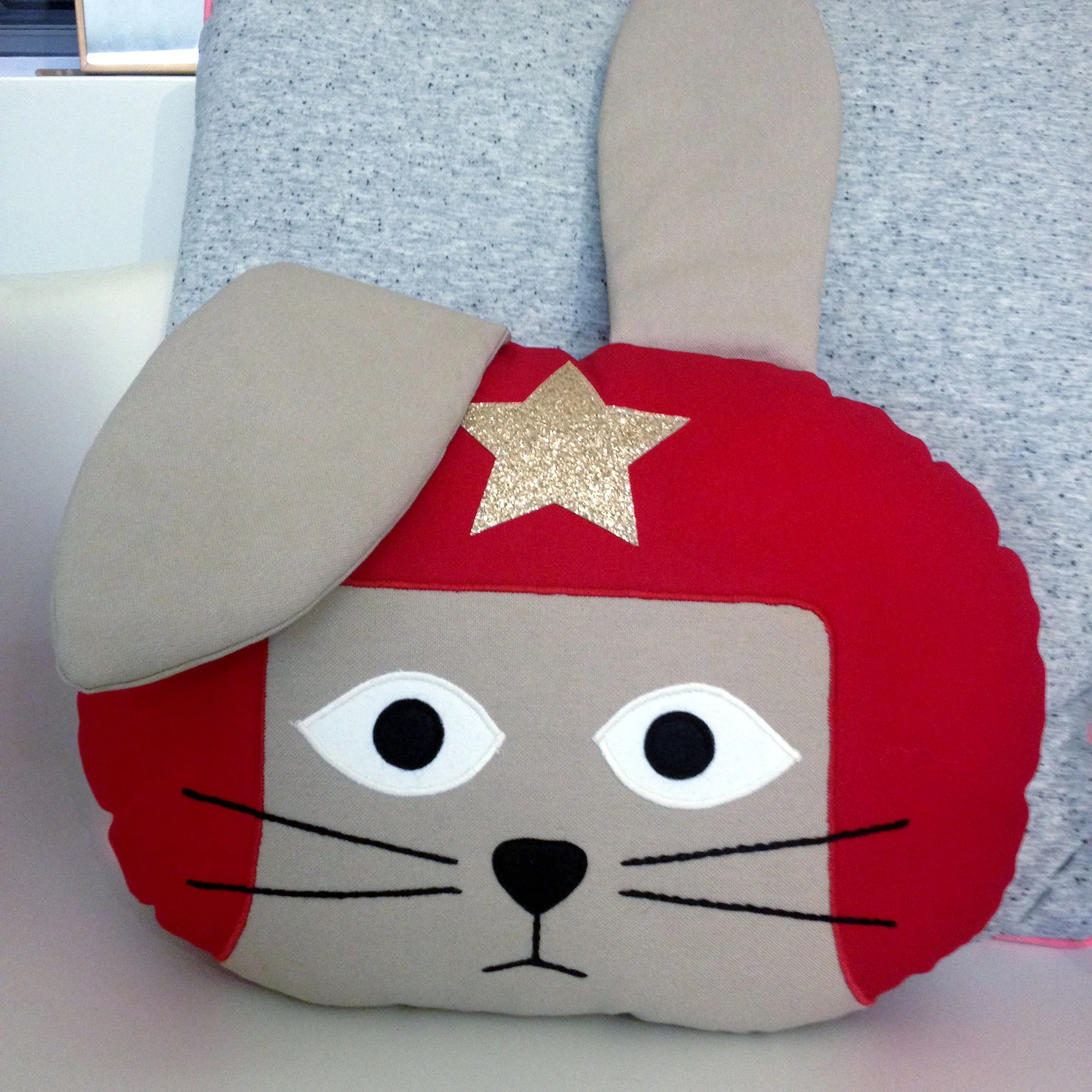 Red Daredevil Rabbit Cushion