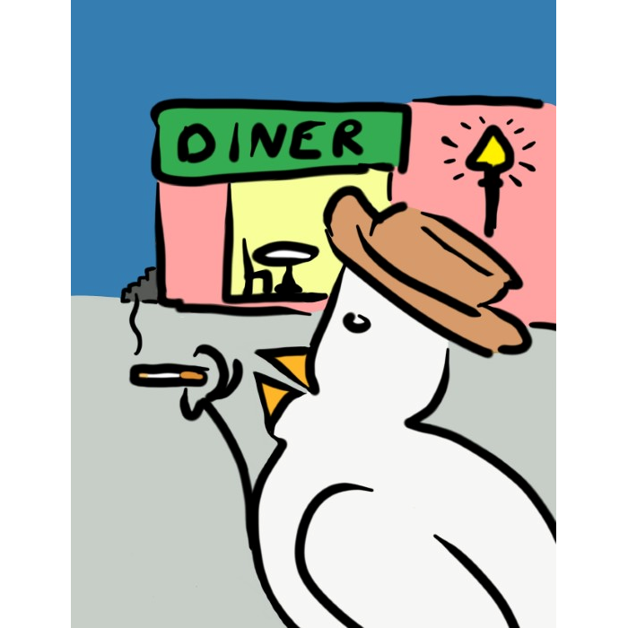chicken-in-fedora-smokes-and-stares-into-empty-diner-at-night-funny-cute-smart-nyc-digital-art-print-real-weird-art-by-joey-allgood.png