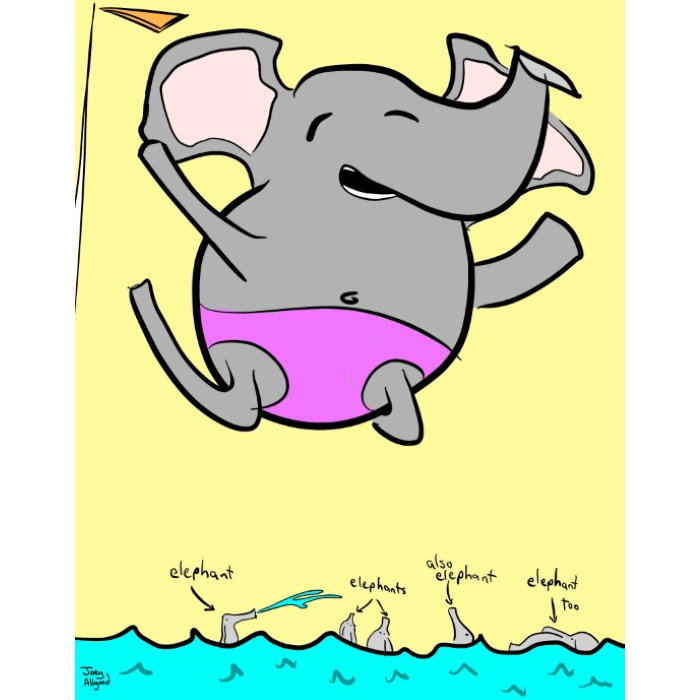 large-elephant-jumping-into-pool-with-smaller-elephants-from-high-dive-board-funny-cute-smart-nyc-digital-art-print-real-weird-art-by-joey-allgood.png