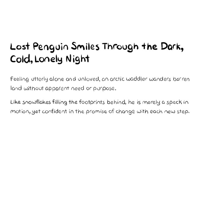 penguin-is-lost-but-happy-while-traveling-frozen-world-completely-alone-description-card-funny-cute-smart-nyc-digital-art-print-real-weird-art-by-joey-allgood.png