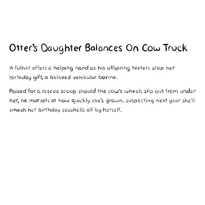 otter-father-holds-hand-of-baby-otter-balancing-on-a-cow-toy-and-holding-balloon-description-card-funny-cute-smart-nyc-digital-art-print-real-weird-art-by-joey-allgood.png