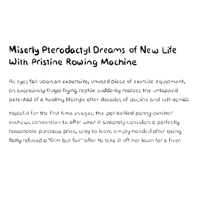 Pterodactyl-dreams-of-new-life-with-exercise-equipment-but-is-too-cheap-to-purchase-description-card-funny-cute-smart-nyc-digital-art-print-real-weird-art-by-joey-allgood.png