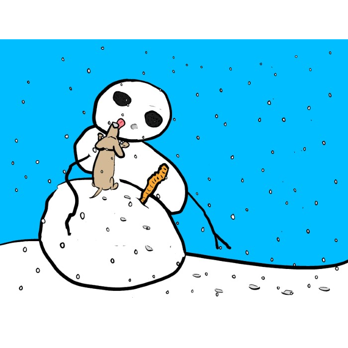 snowman-is-licked-affectionately-by-happy-puppy-as-snow-falls-image-funny-cute-smart-nyc-digital-art-print-real-weird-art-by-joey-allgood.png