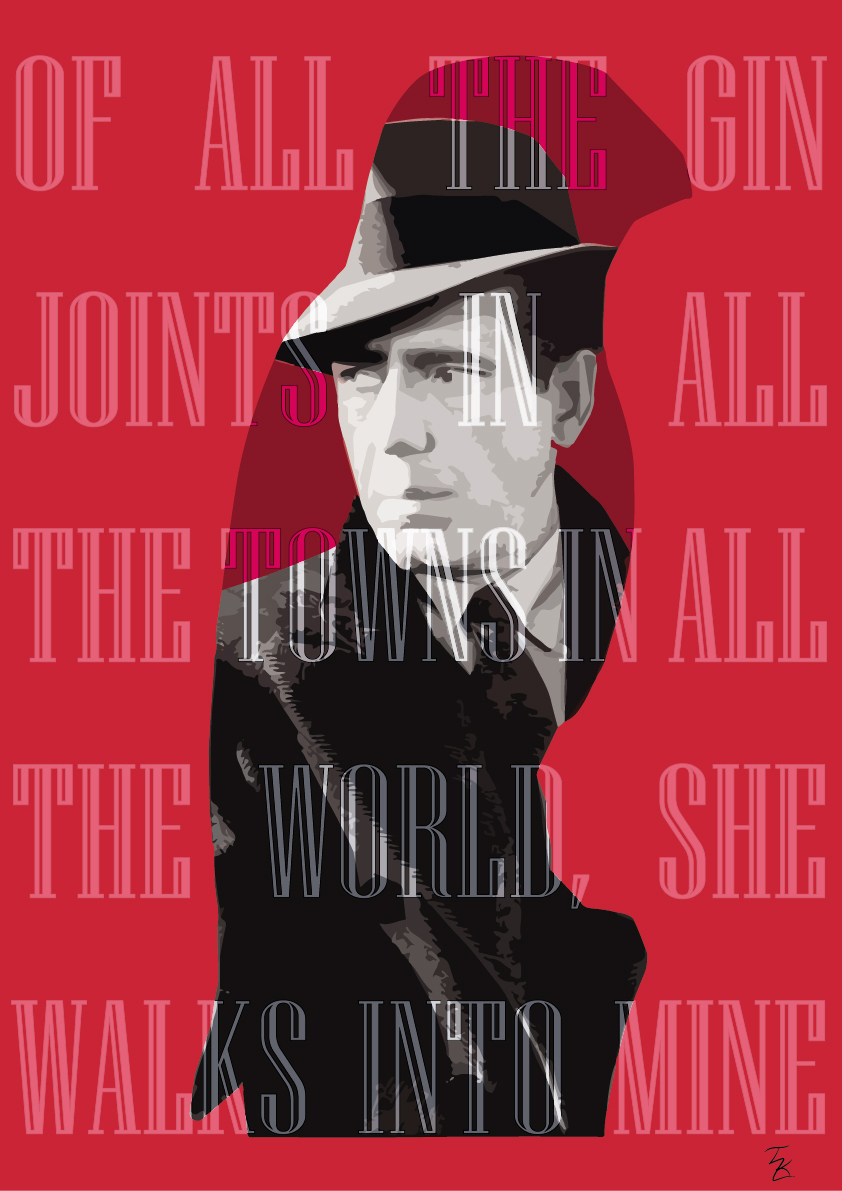 A personal project. A3-sized poster based on the Maltese Falcon BlueRay cover with one of the most iconic lines from the movie overlayed.