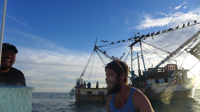 Ismael and Erik as we left the shrimp boat the first time. 