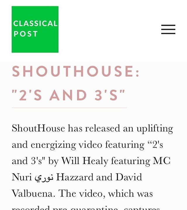 Thanks so much to @annaheflin at @classical_post for recommending our new track &ldquo;2&rsquo;s &amp; 3&rsquo;s.&rdquo; It will be out on streaming JUNE 15th🔥