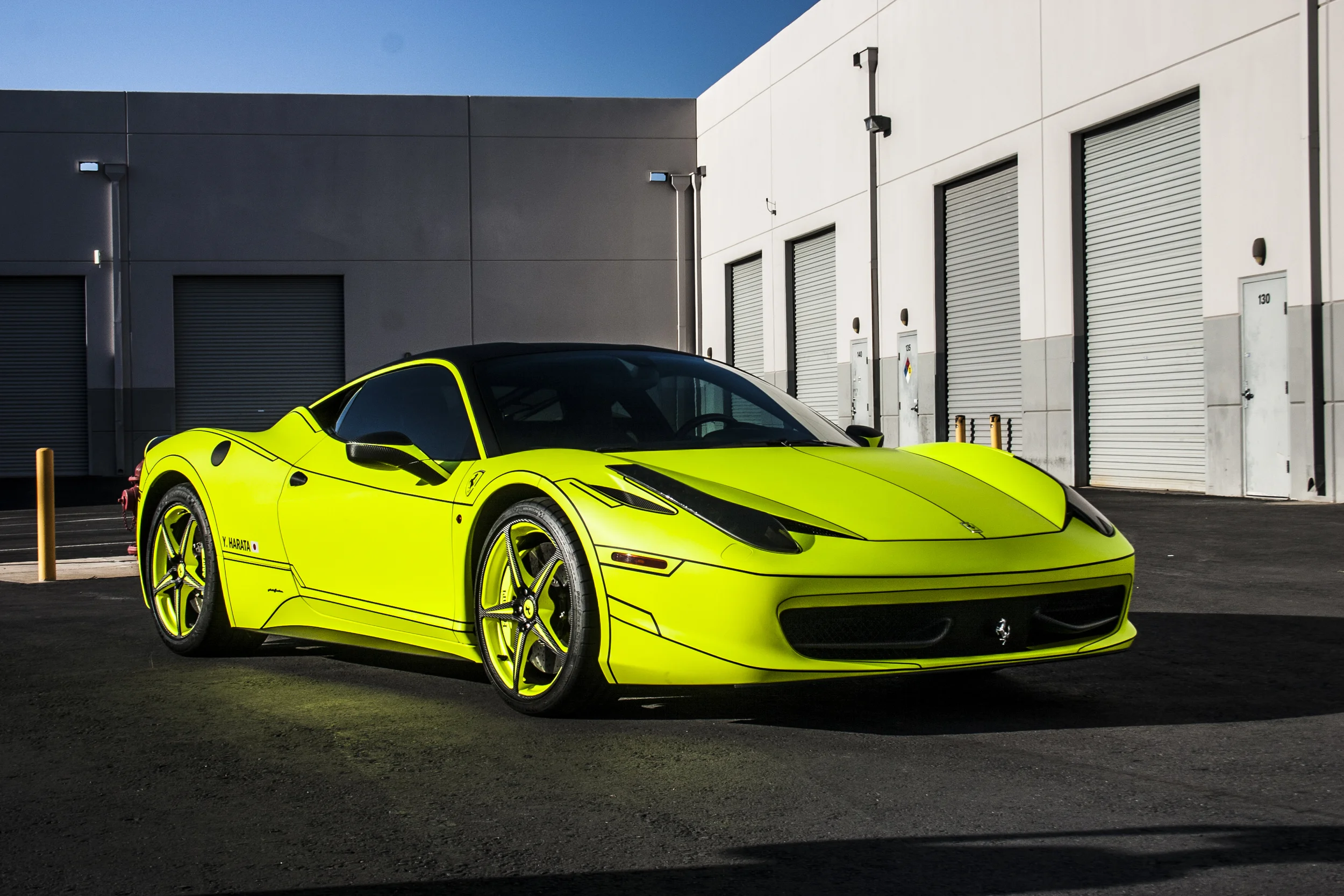 Ferrari 458 Italia Matte Hi Liter Yellow Incognito Wraps
