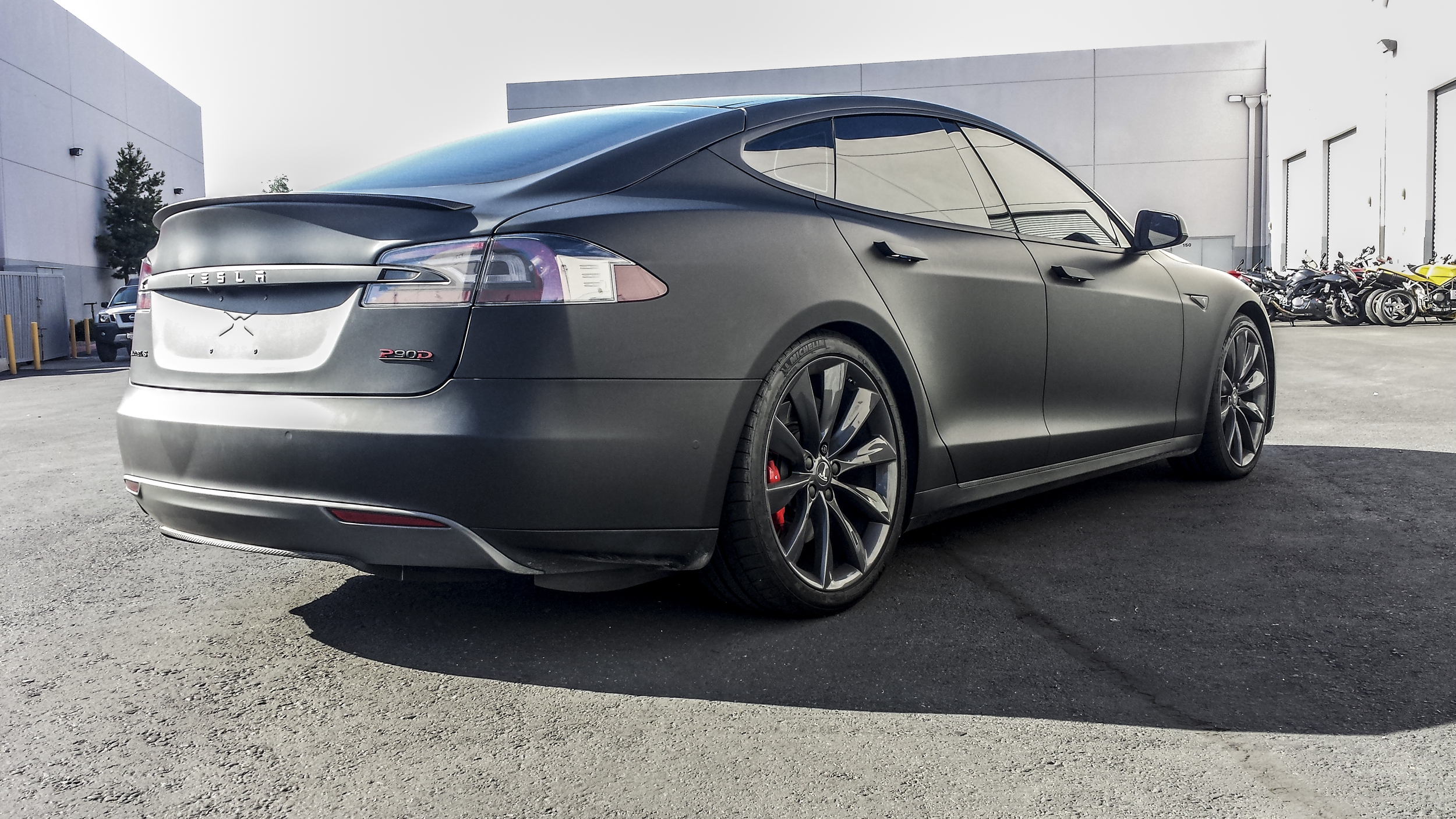 Tesla car in matte black