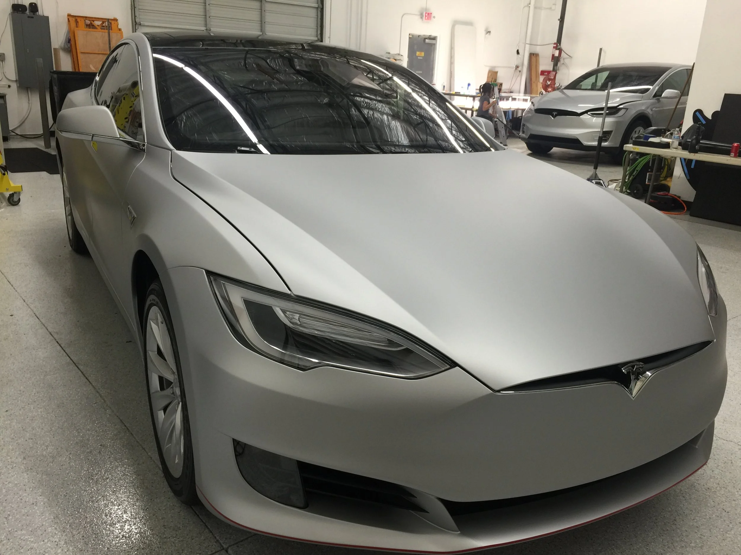 Tesla Model S Matte Silver Incognito Wraps