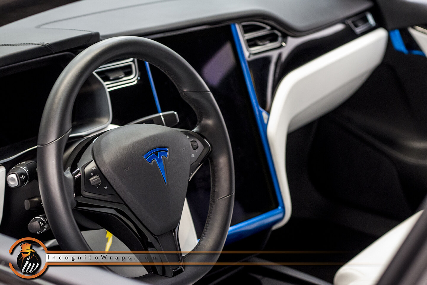 Tesla Model S Avery Gloss Black And 3m Blue Rasperry Interior Incognito Wraps