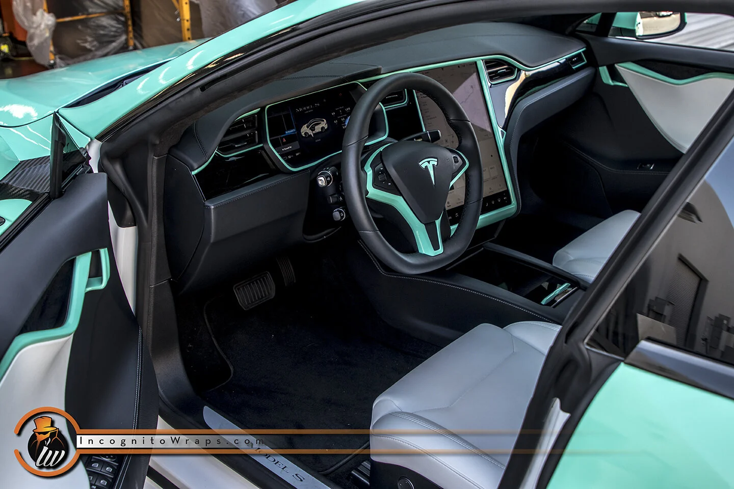 Tesla Model S Custom Made Gloss Mint With The Works Incognito Wraps