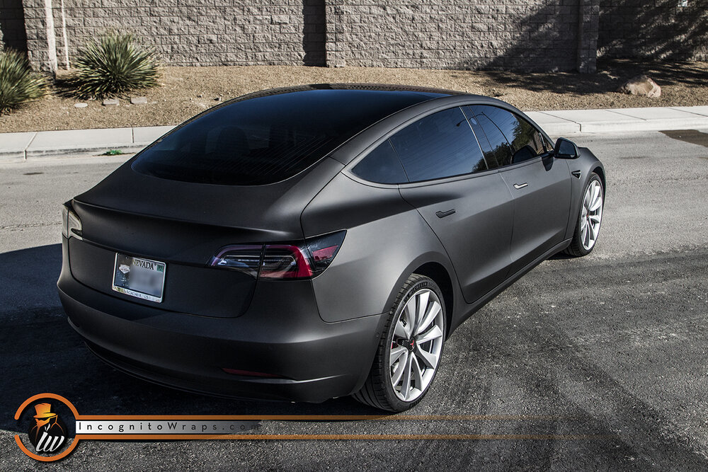 Tesla Model 3 - Matte Black with Carbon Fiber Chrome Delete — Incognito  Wraps