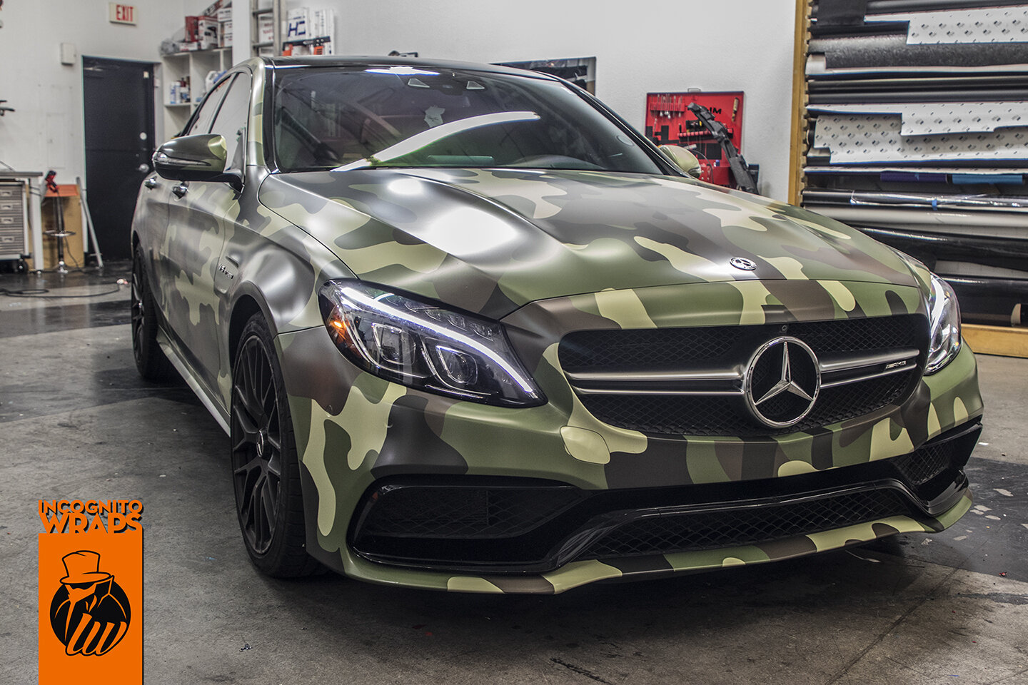 Mercedes C 63 S wrapped in Custom Camo