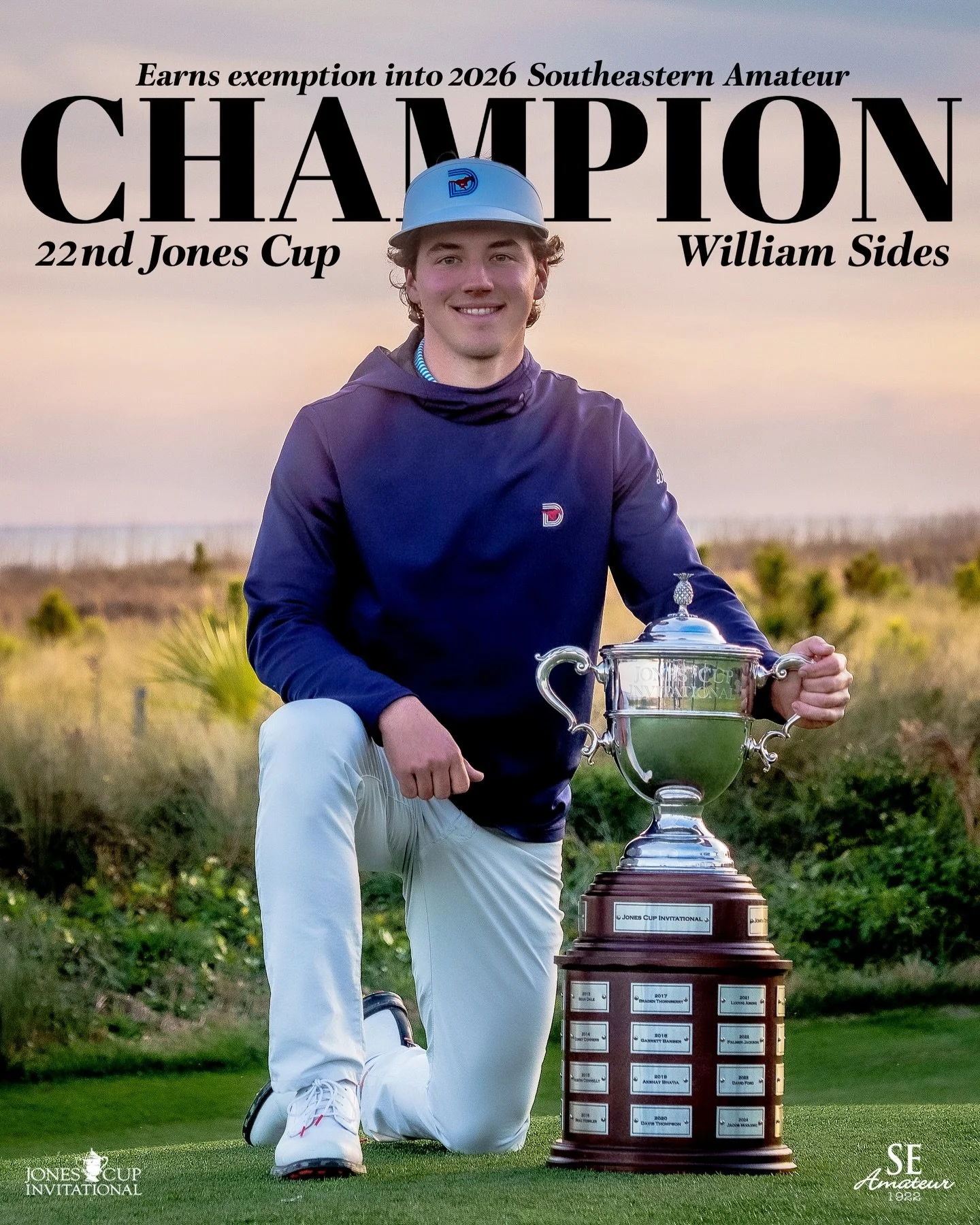 Congratulations to William Sides on winning the 22nd Jones Cup Invitational! With his win, he earns an exemption into the 2026 Southeastern Amateur! We hope to see you in July!

📸: Ben Adelberg (@thebackoftherange)