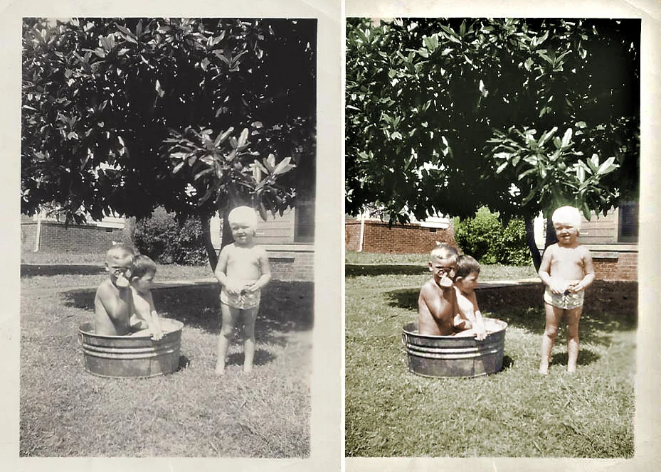 kids in tub colorized before after.jpg