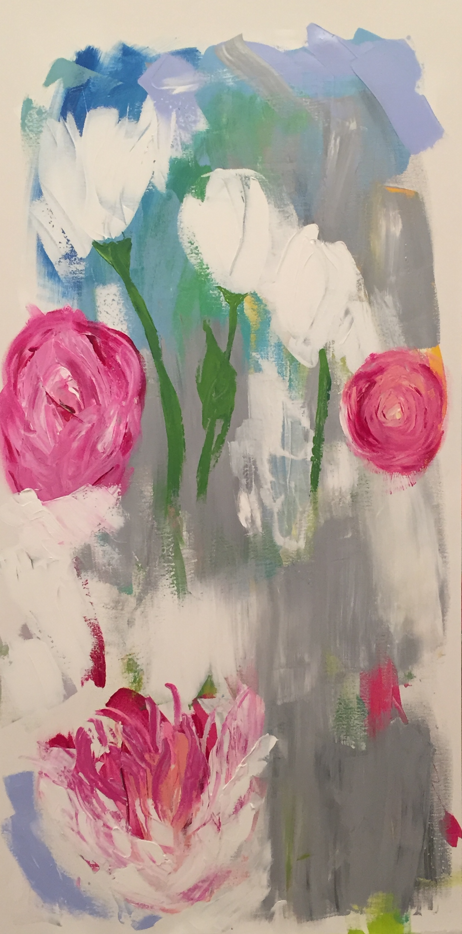 Garden Dream, Work in progress...Acrylic, 24"x48"