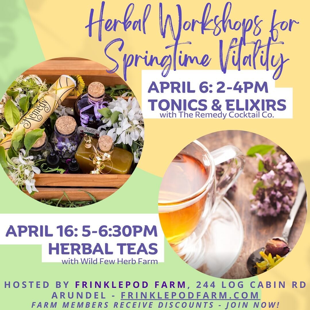 Just announced!  Springtime workshops with @theremedycocktailco and @wildfewherbfarm ! 🌱 🫖 🧪