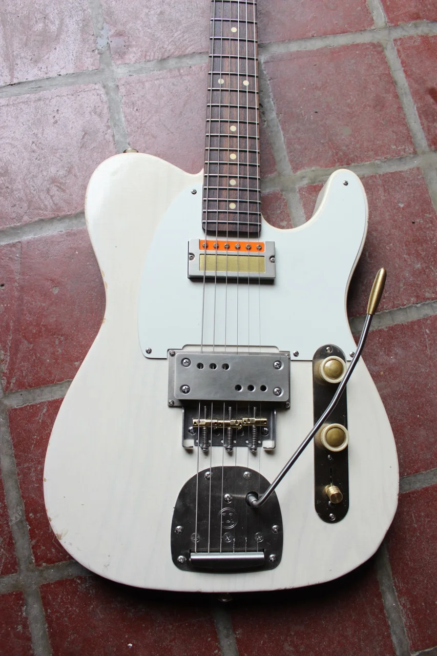 Waterslide Coodercaster T Style Blonde Roasted Maple Neck Mojo Lap Steel Guyatone Gold Foil Pickups Waterslide Guitars