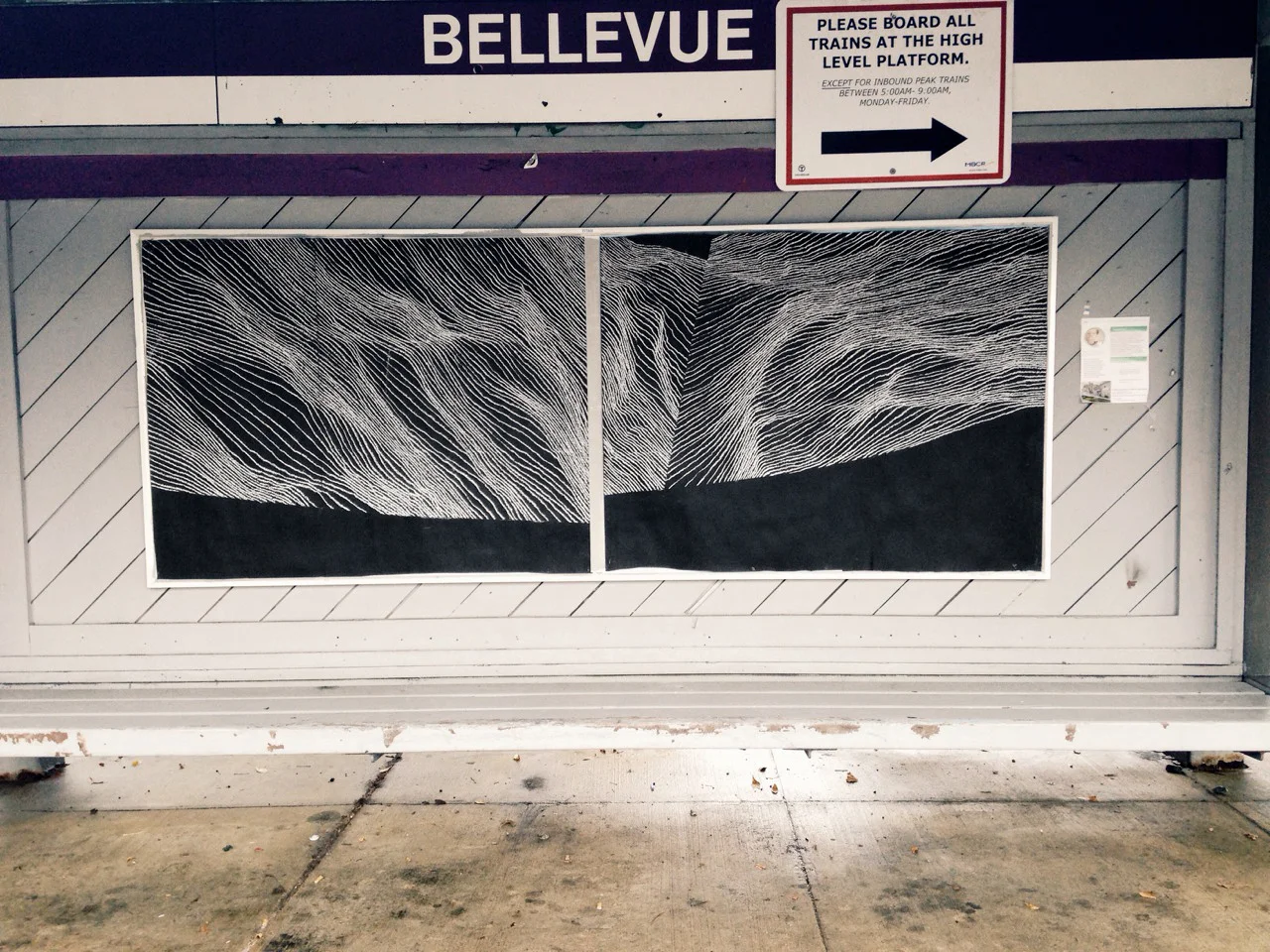 untitled temporary drawing, Bellevue MBTA station