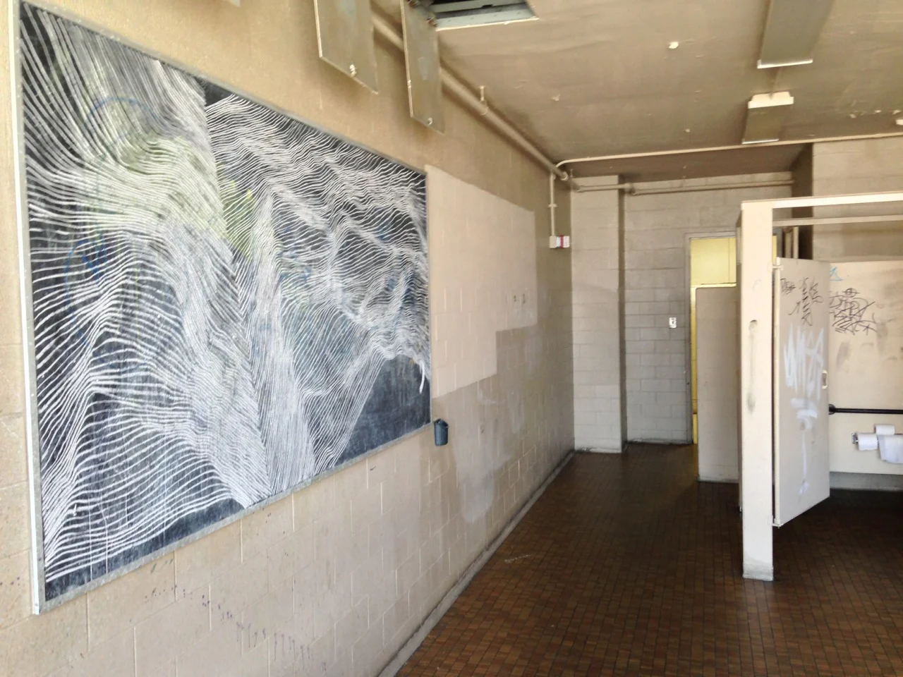 untitled temporary drawing, blackboard in men's room no.2