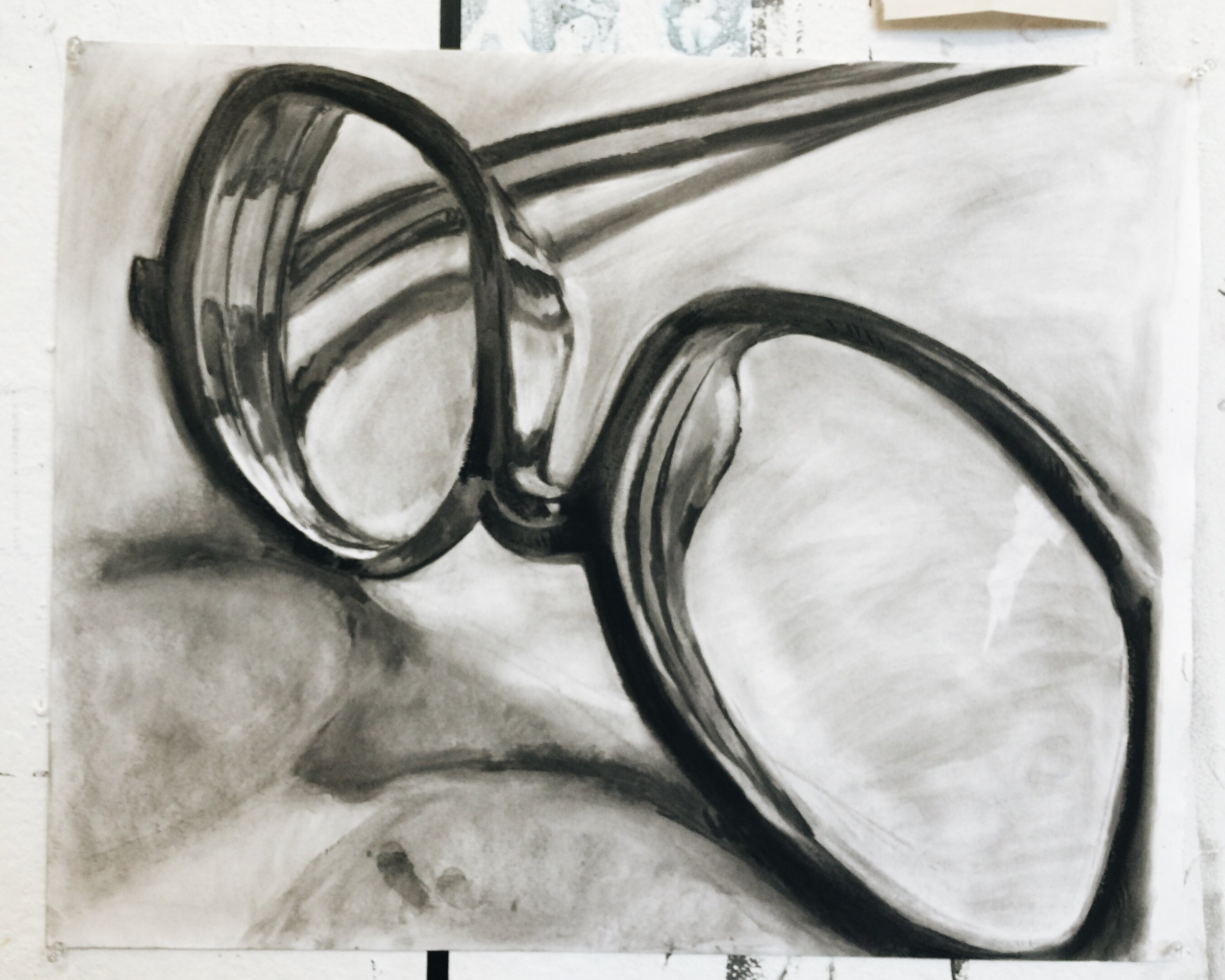 eyeglasses in charcoal 18 x 24