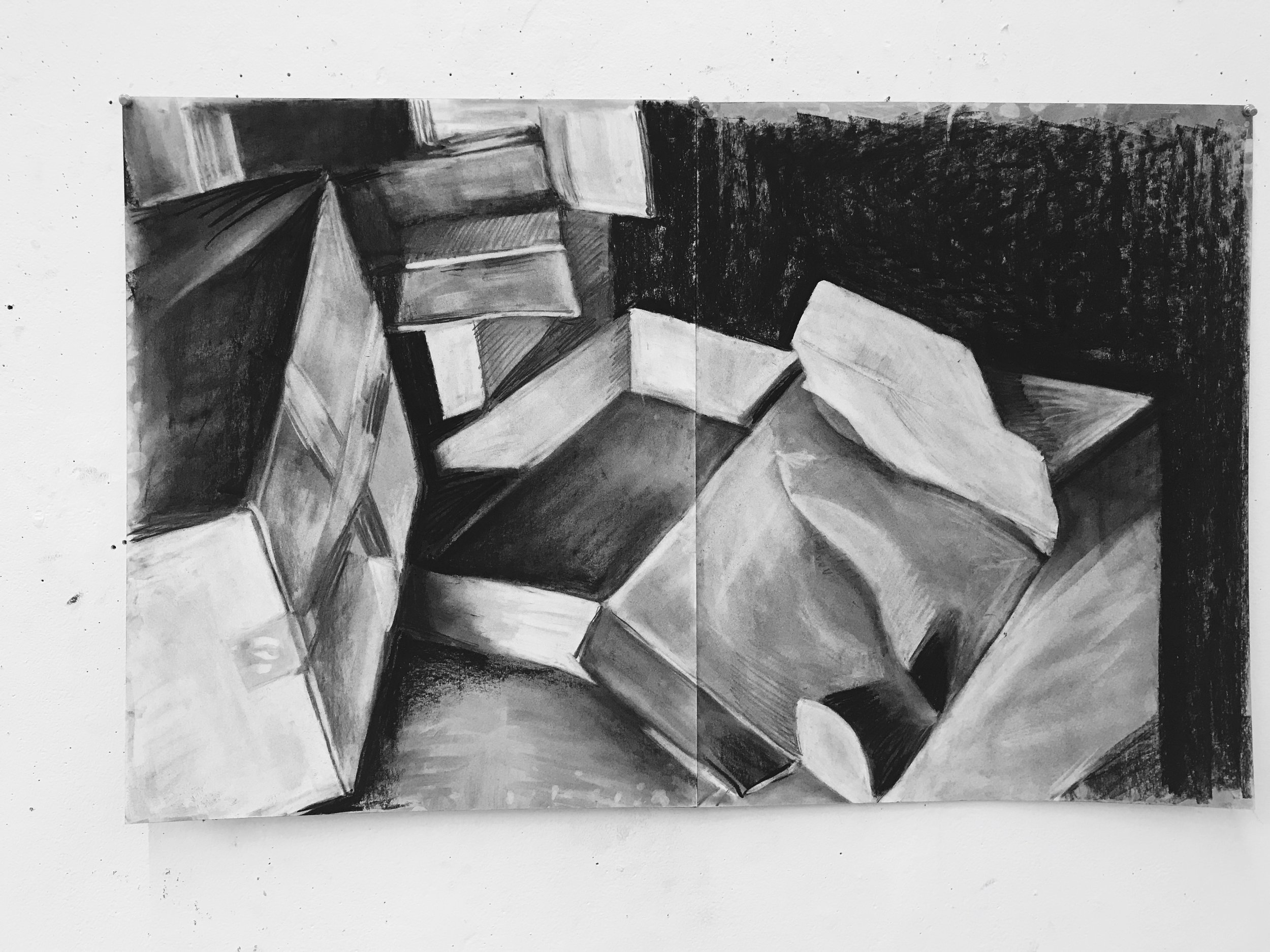 boxes in charcoal 36 x 24