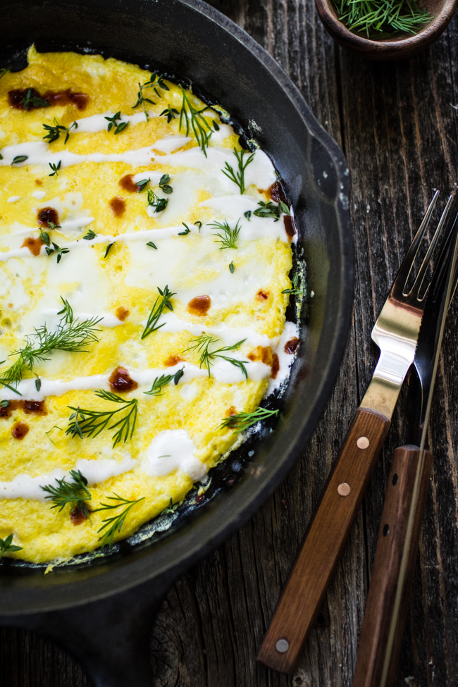 Flat Omelet with Yogurt and Herbs | edibleperspective.com