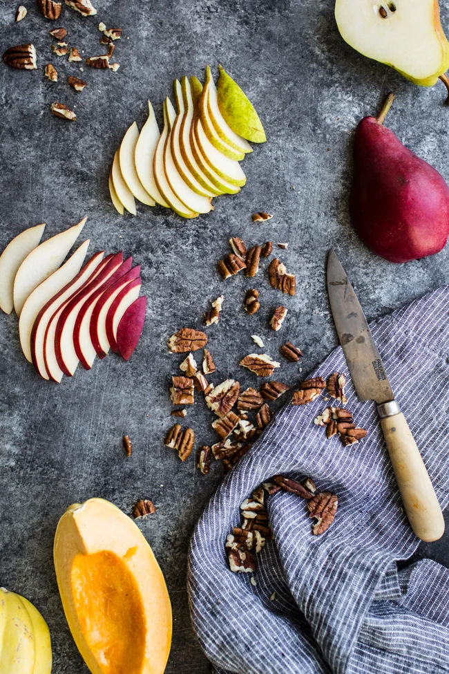 Acorn Squash Bowls with Pears, Pecans and Vanilla Bean Cream | Edible Perspective