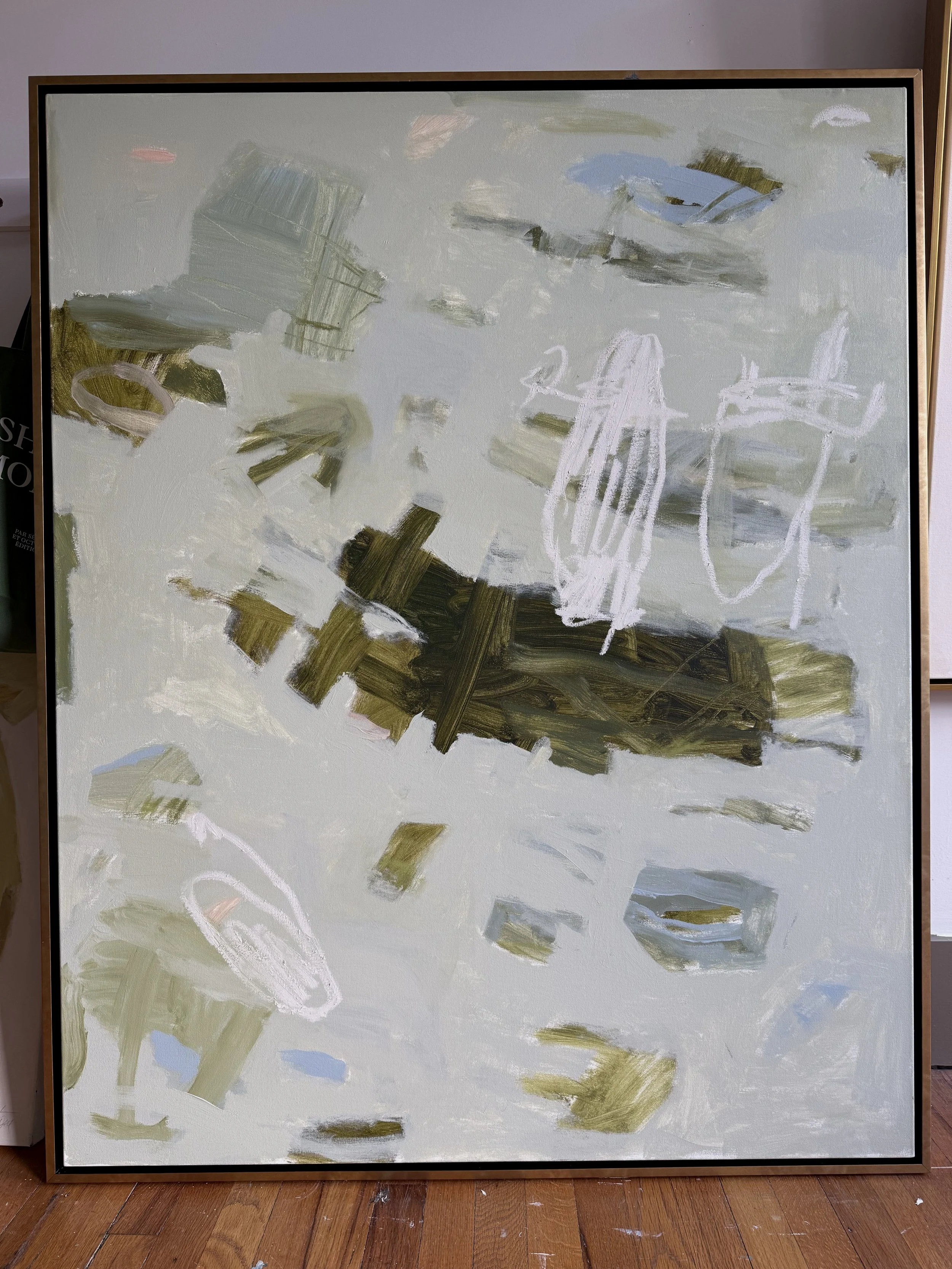 Green Stones, framed, 41" x 51"