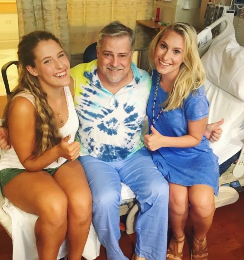 My sister, dad, and I checking into the hospital.