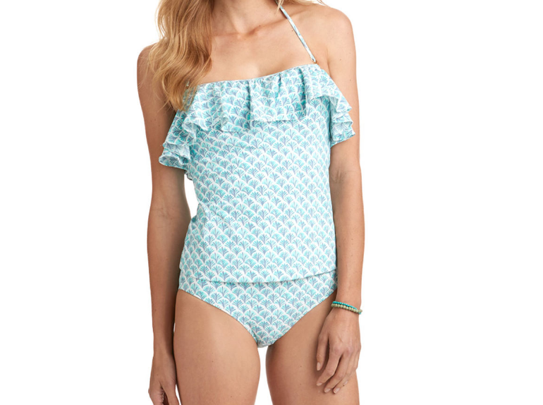 Tiny Leaves Tankini - Blue
