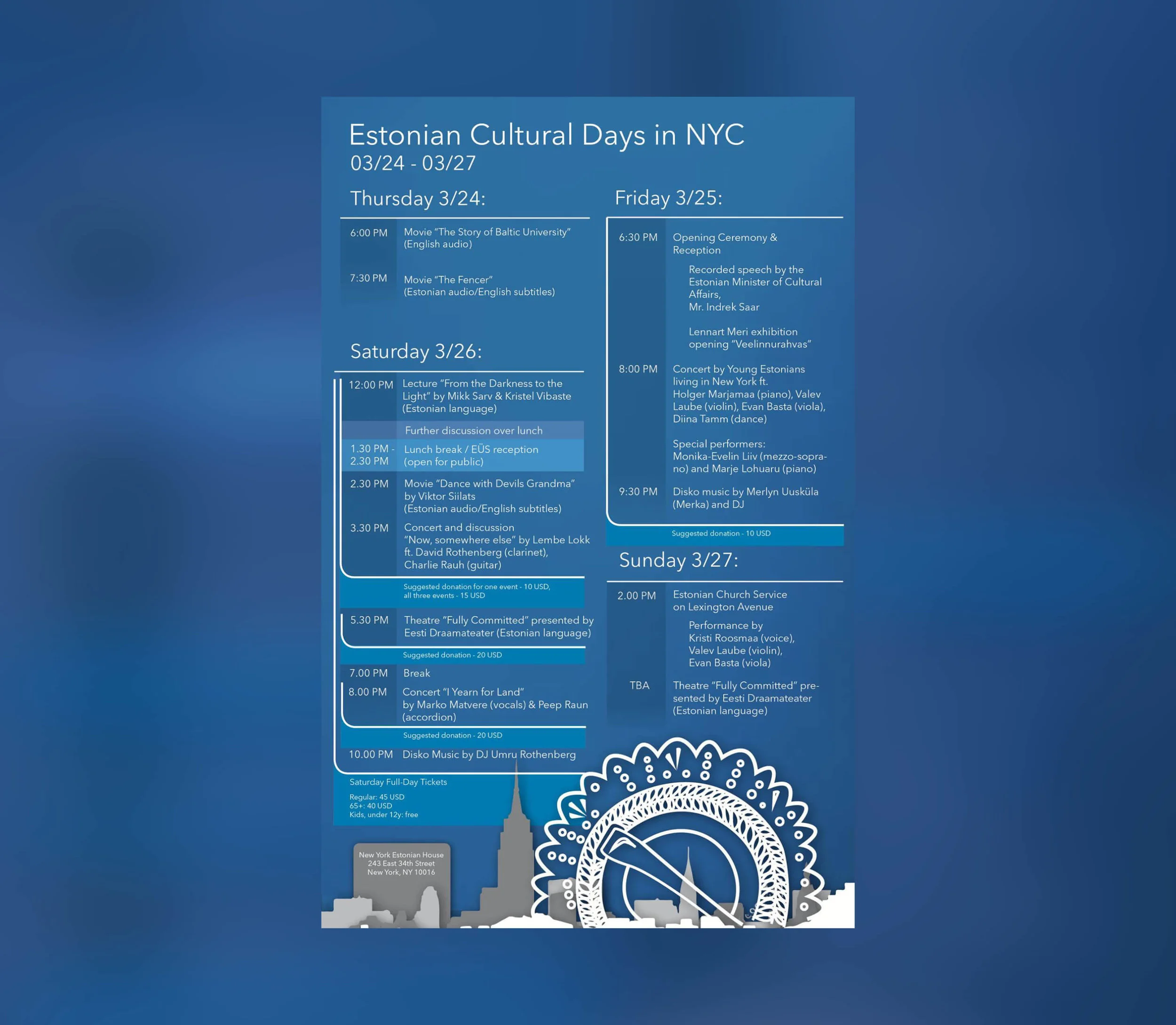 Festival Schedule (2016)