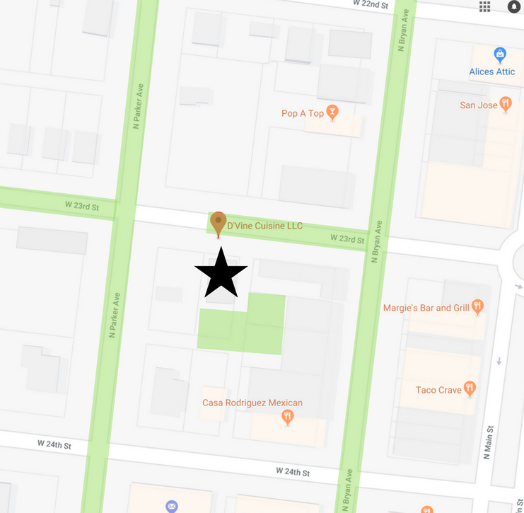 Highlighted area indicates parking.