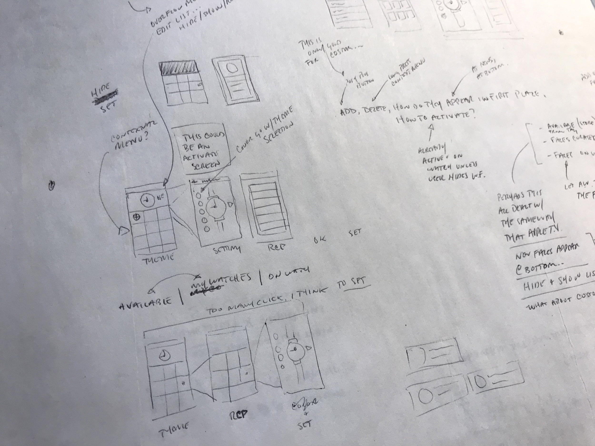 Early sketches for the mobile app