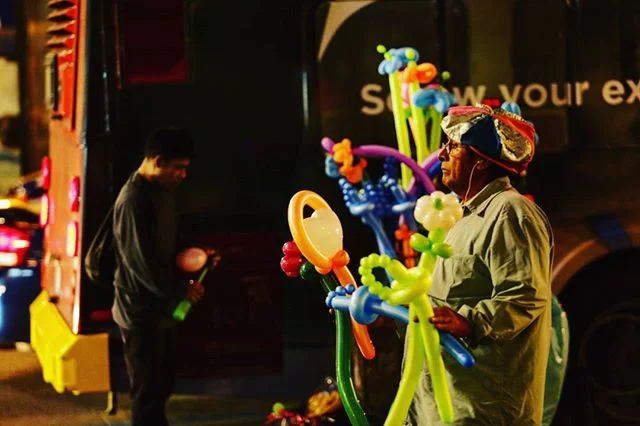 &quot;The Balloon Man&quot;. A photo from the Hollywood Street Series #2 of 10. .
Mr. Ricardo calls himself &quot;Hollywood Blvd's Best Balloon Man&quot; but he doesn't take requests. 
Because Ricardo is &quot;self trained&quot;, if you ask him to ma