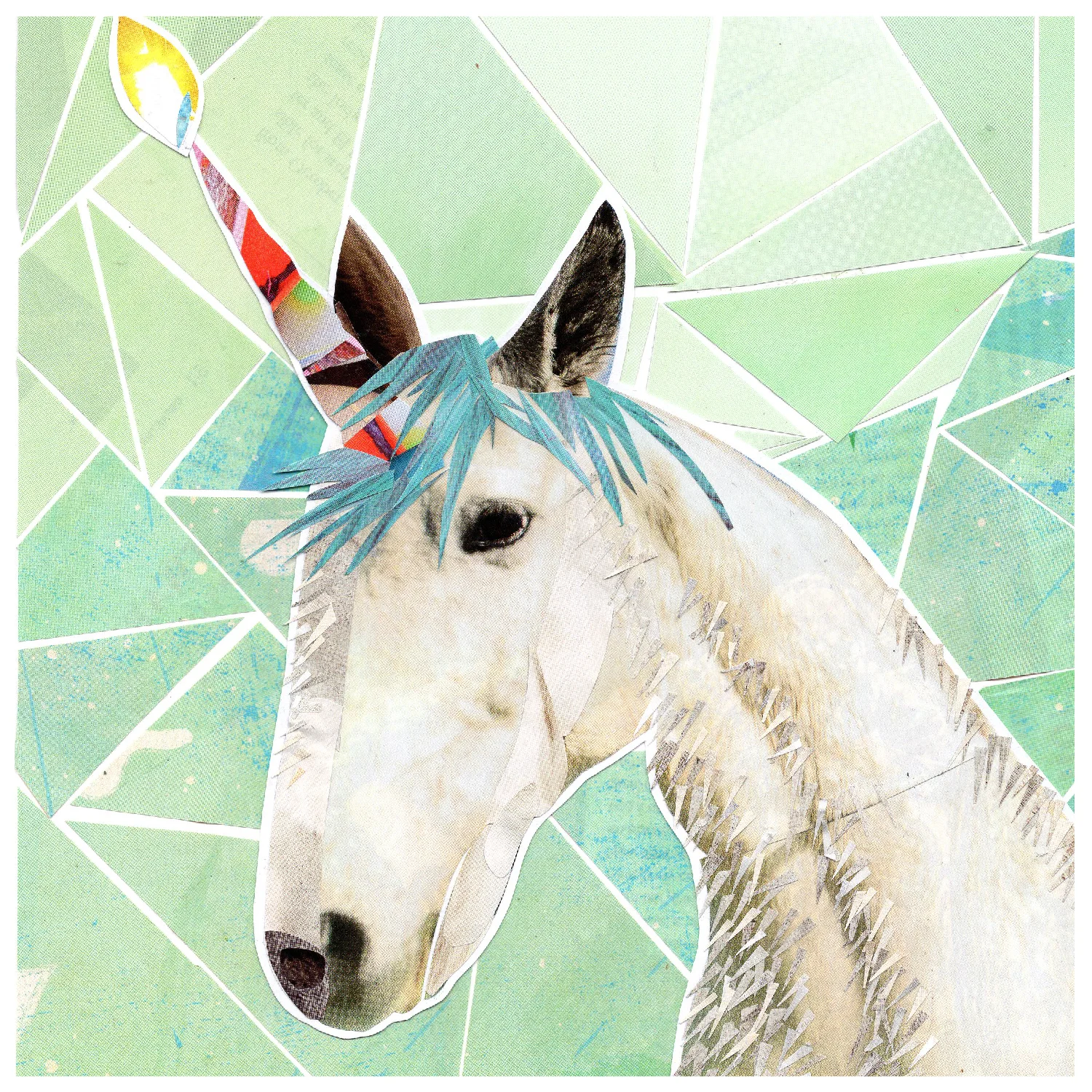 Copy of handmade rainbow magical unicorn greeting card collage