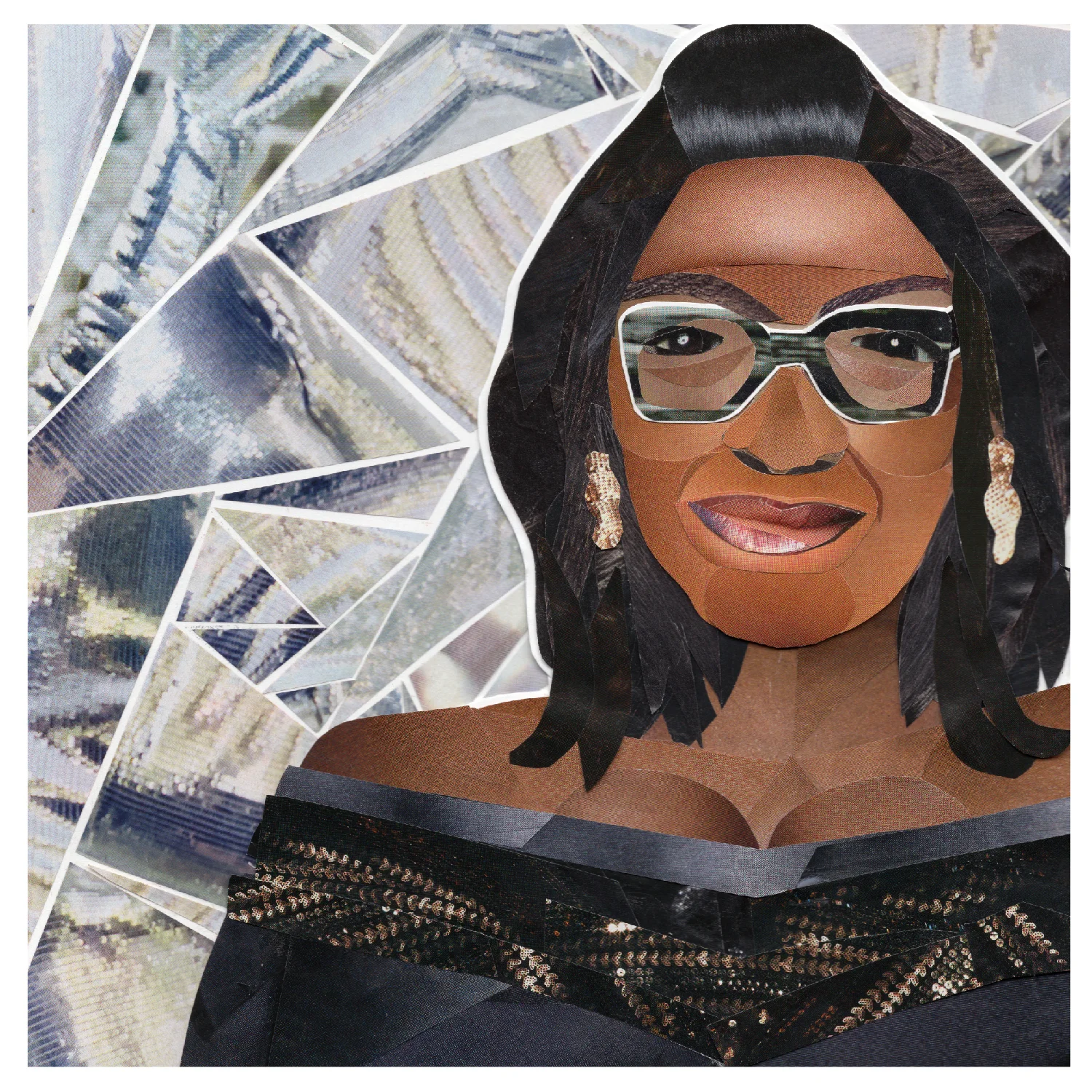 more the merrlier handmade collage art - oprah winfrey power women greeting card