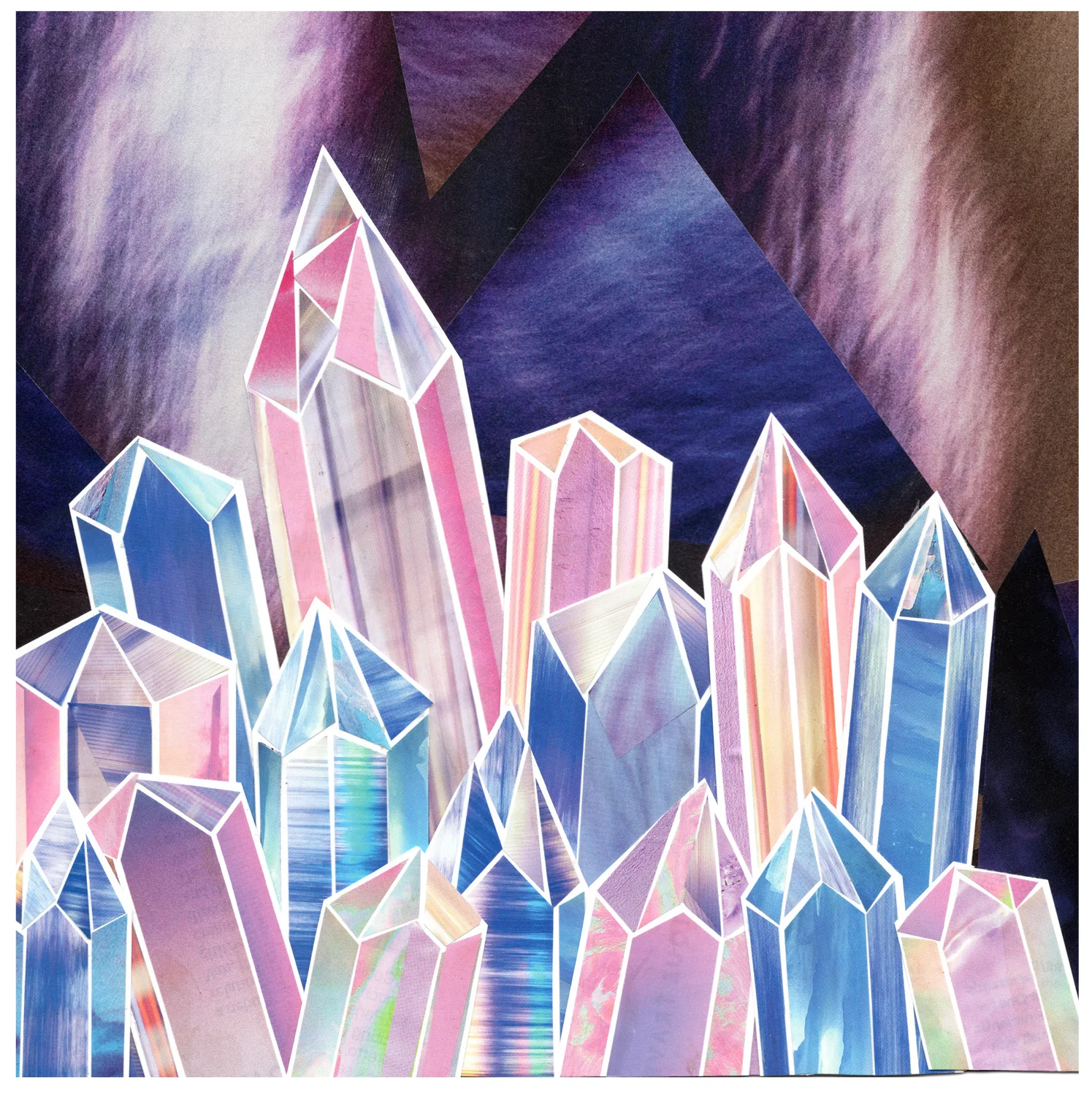 more the merrlier handmade collage art - high vibes woo woo crystal greeting card