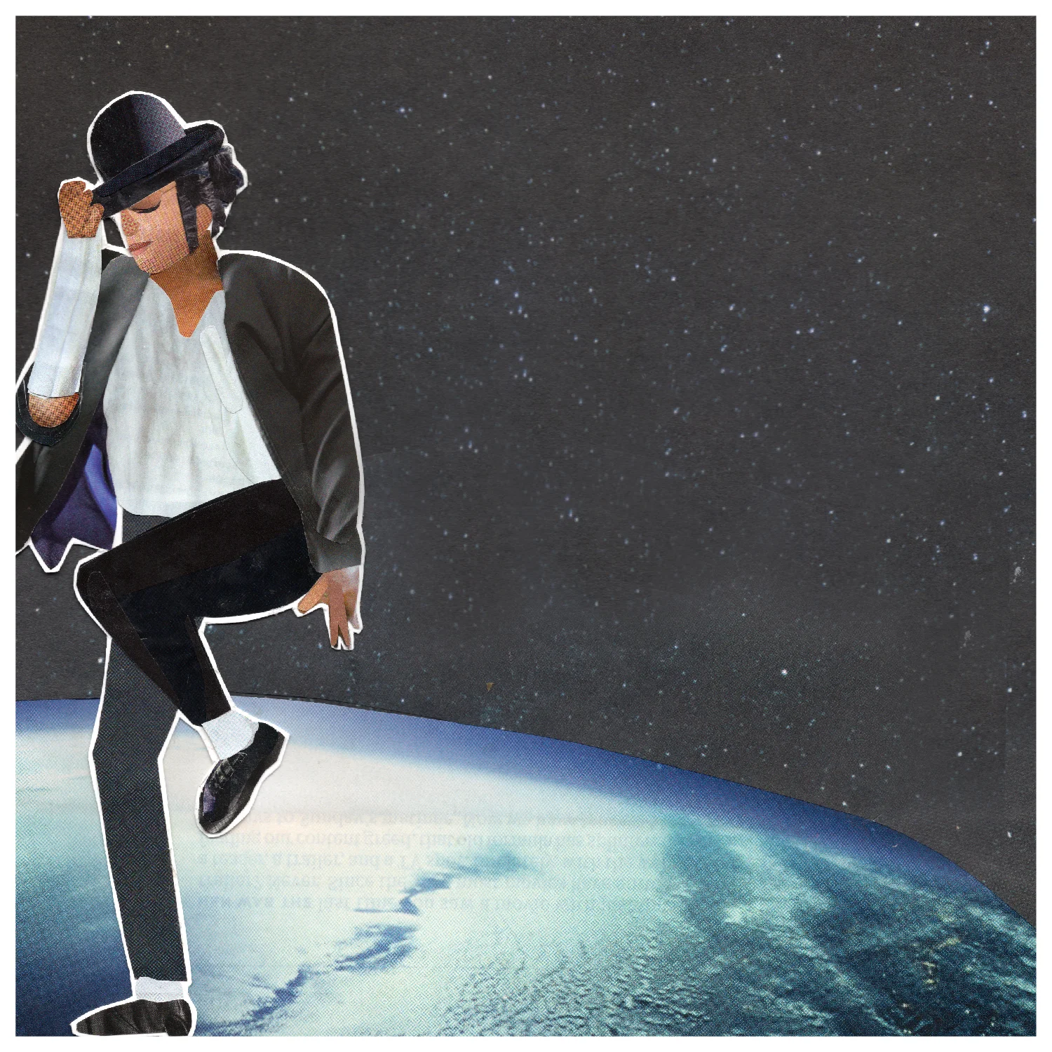 more the merrlier handmade collage art - michael jackson man on the moon greeting card