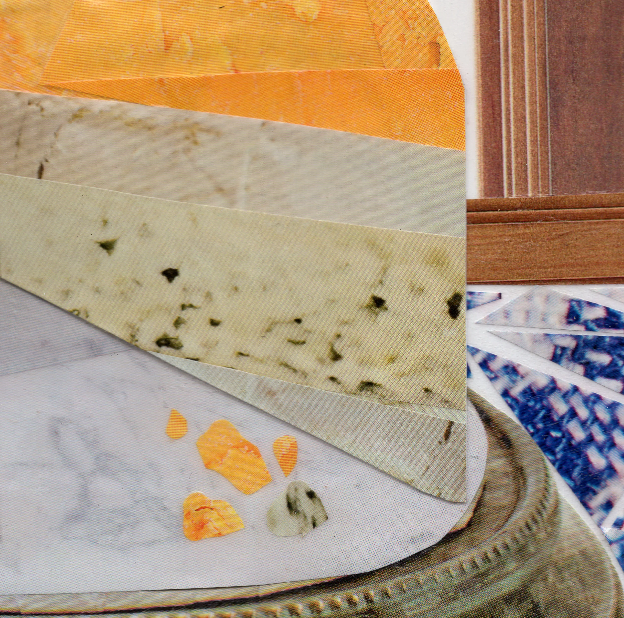 more the merrlier handmade collage art - first day of christmas - cheese lovers cheese birthday cake framed original collage