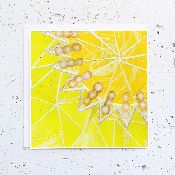 more the merrlier handmade collage art - yellow you are my sunshine greeting card