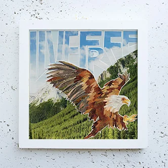 more the merrlier handmade collage art - live free eagle outdoor adventure original framed collage