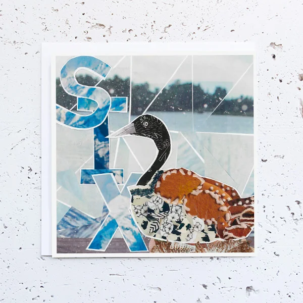 more the merrlier handmade collage art - first day of christmas - six geese a laying greeting card