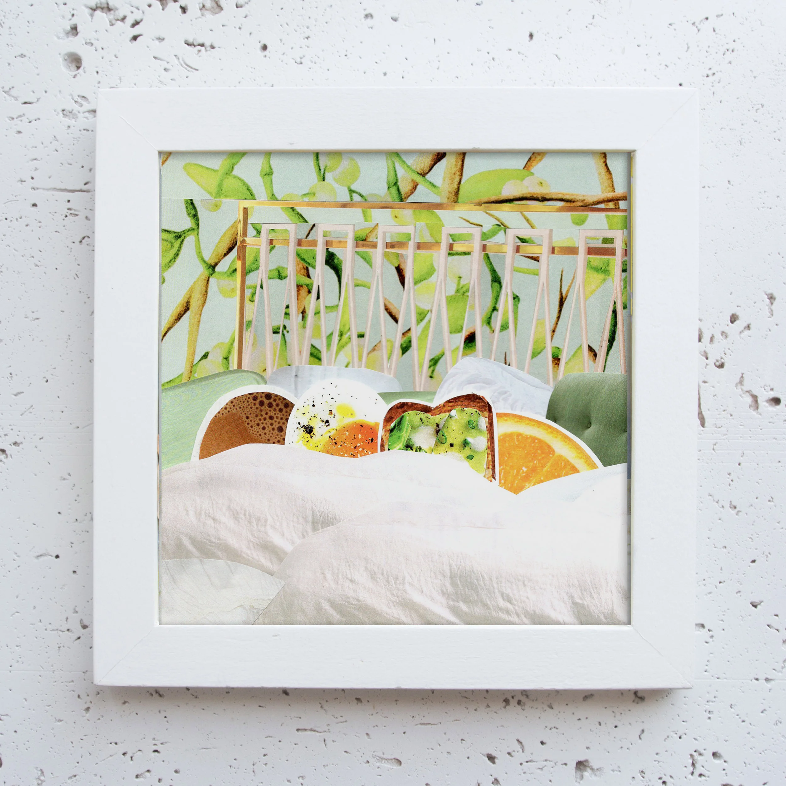 more the merrlier original collage art - breakfast in bed