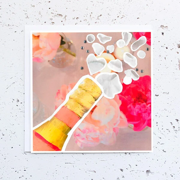 more the merrlier - summer bubbly - handmade collage art & greeting cards