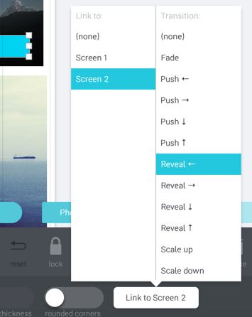 Basic transitions allow you to link and animate the transition