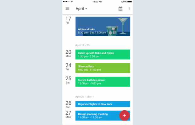 A Google Calendar example prototype from Atomic
