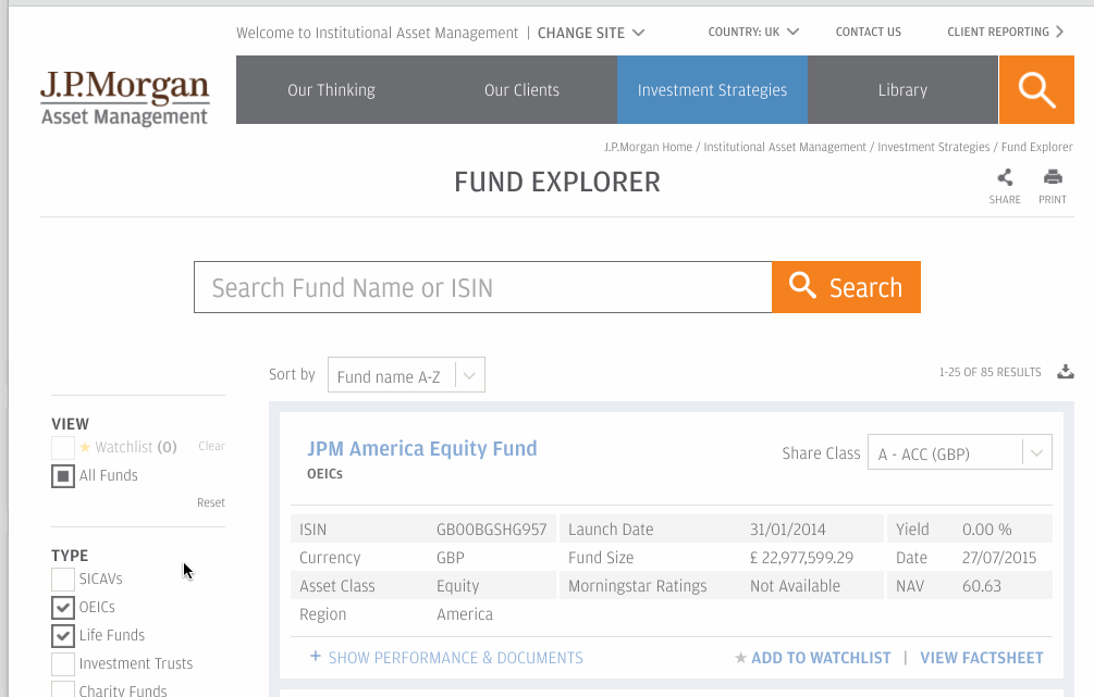 JP Morgan Fund Explorer UX