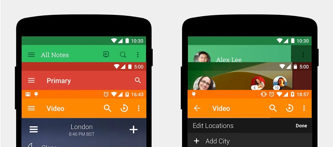 Hamburger Menu (Side Drawer Menu) of Evernote, Gmail, VLC Player and Yahoo! Weather apps. All are Android versions.