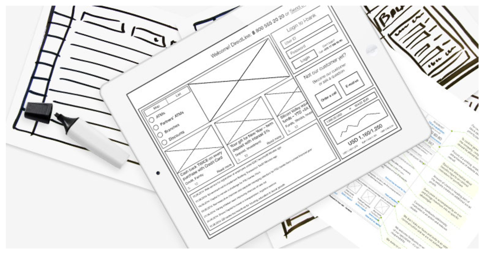 Wireframes are schematic screen blueprints that show skeleton of next interface